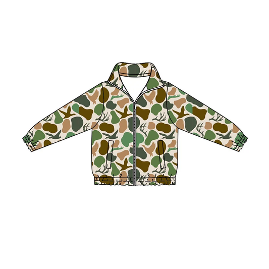 Custom order MOQ 5 Baby Boys Ducks Camo Hunting Zip Pockets Jackets Top