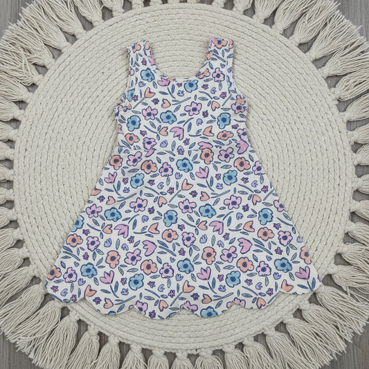 sleeveless floral scallop athletic dress