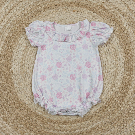 SR4023 liberty ditsy pastel floral bubble romper baby girl clothes