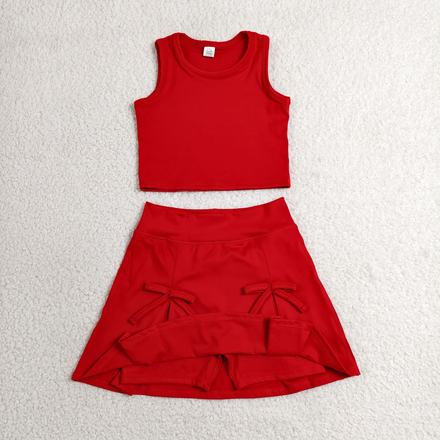 solid red athletic skort outfit girls clothes