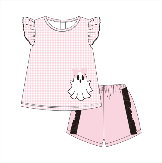 Custom order MOQ 3 Ghost Gingham Girls Short Set
