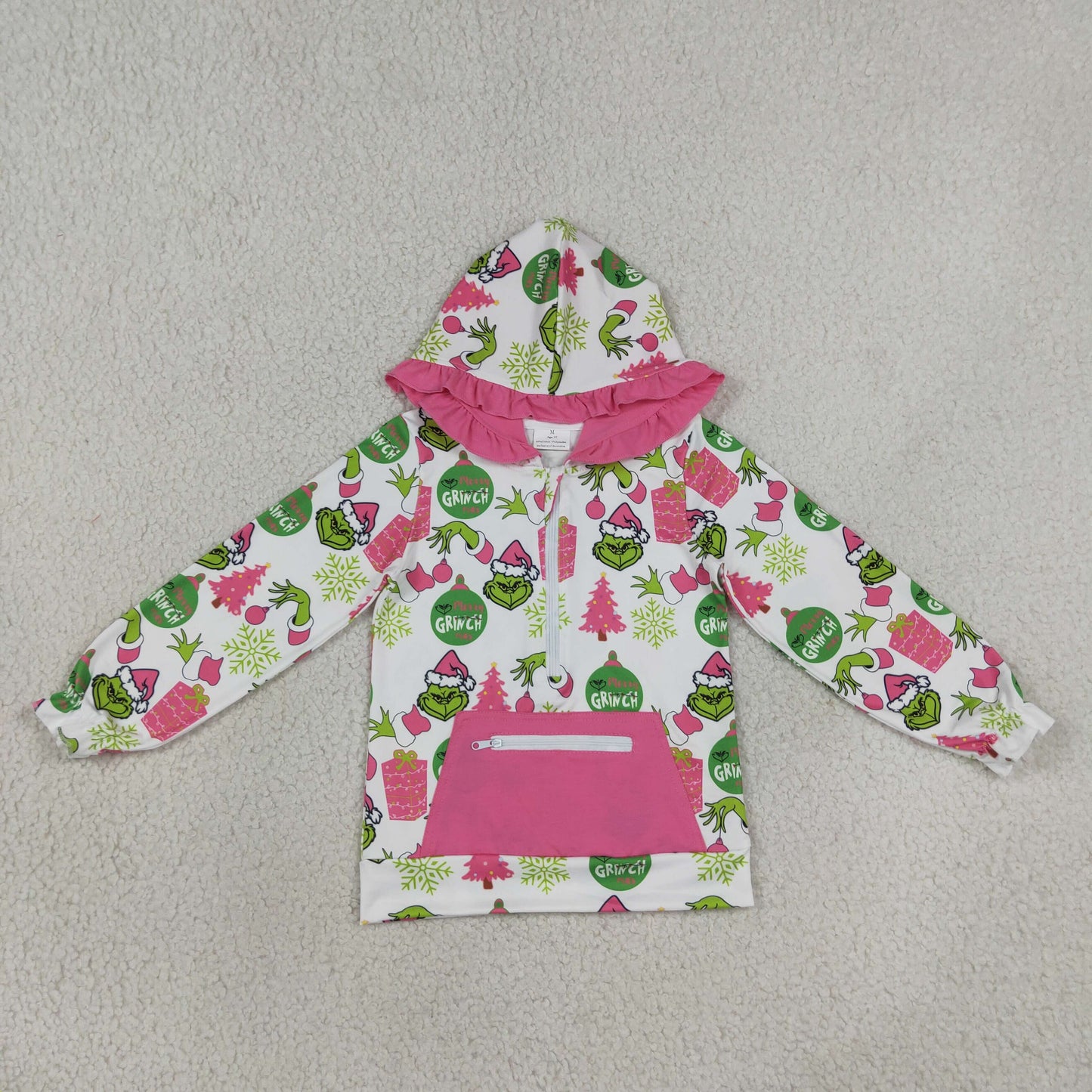 merry grinchmas ruffles hoodie with pocket