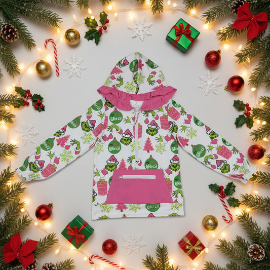 merry grinchmas ruffles hoodie with pocket