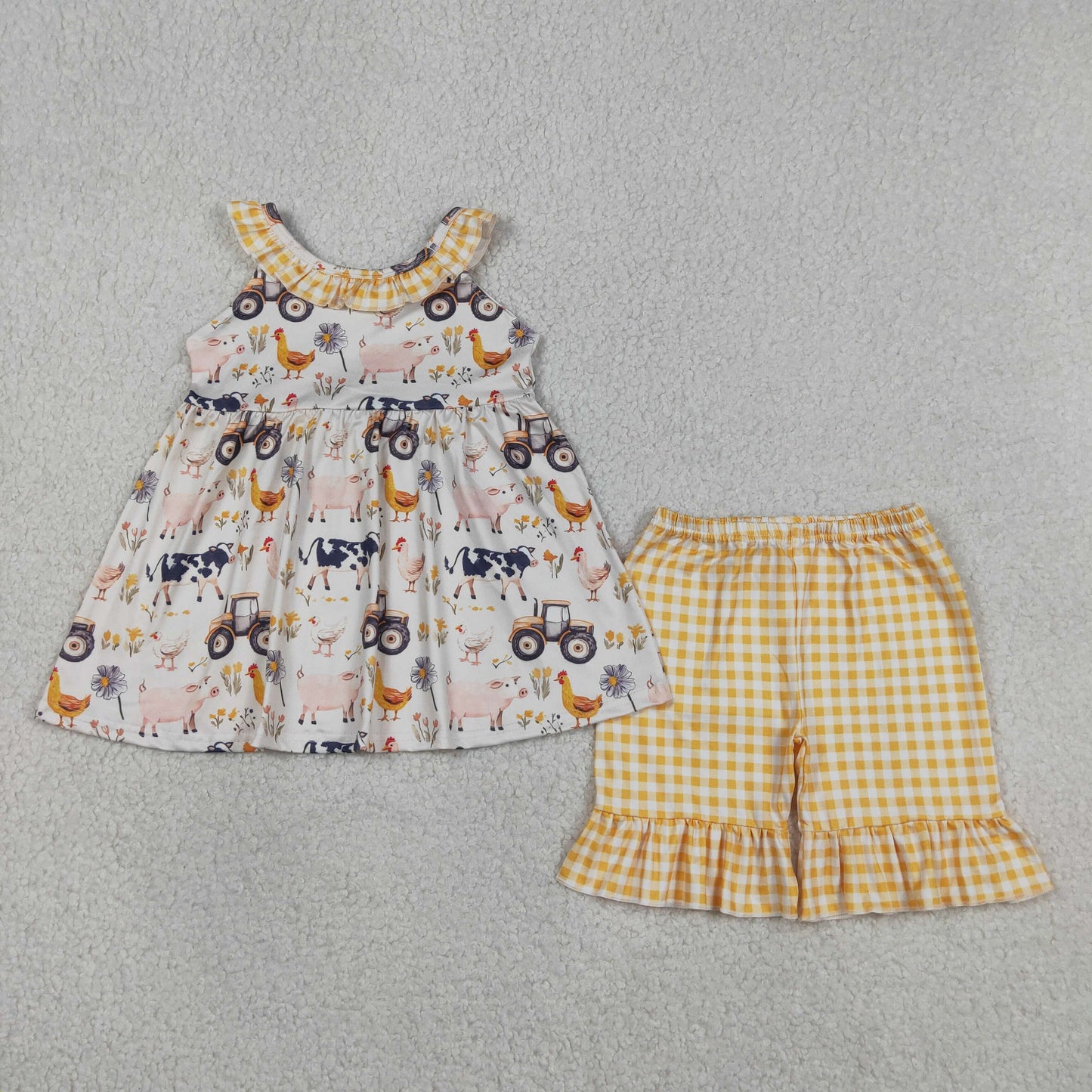 farm animal shorts set summer toddler girl clothing