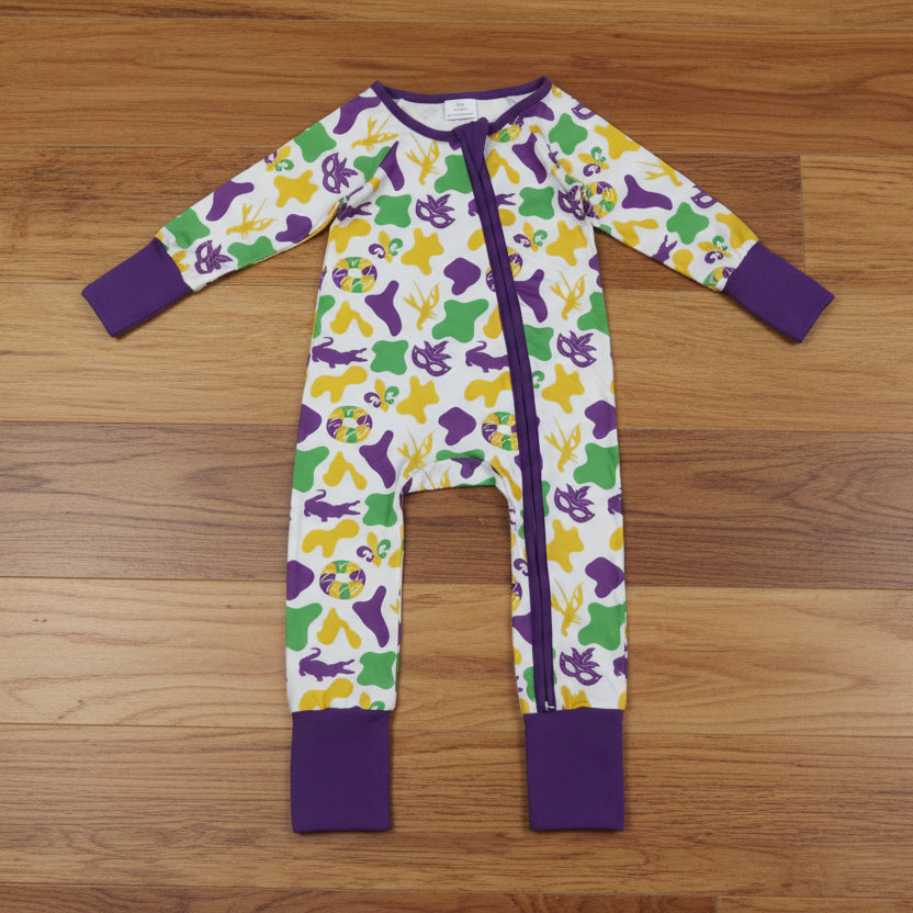 purple green gold mardi gras baby sleeper
