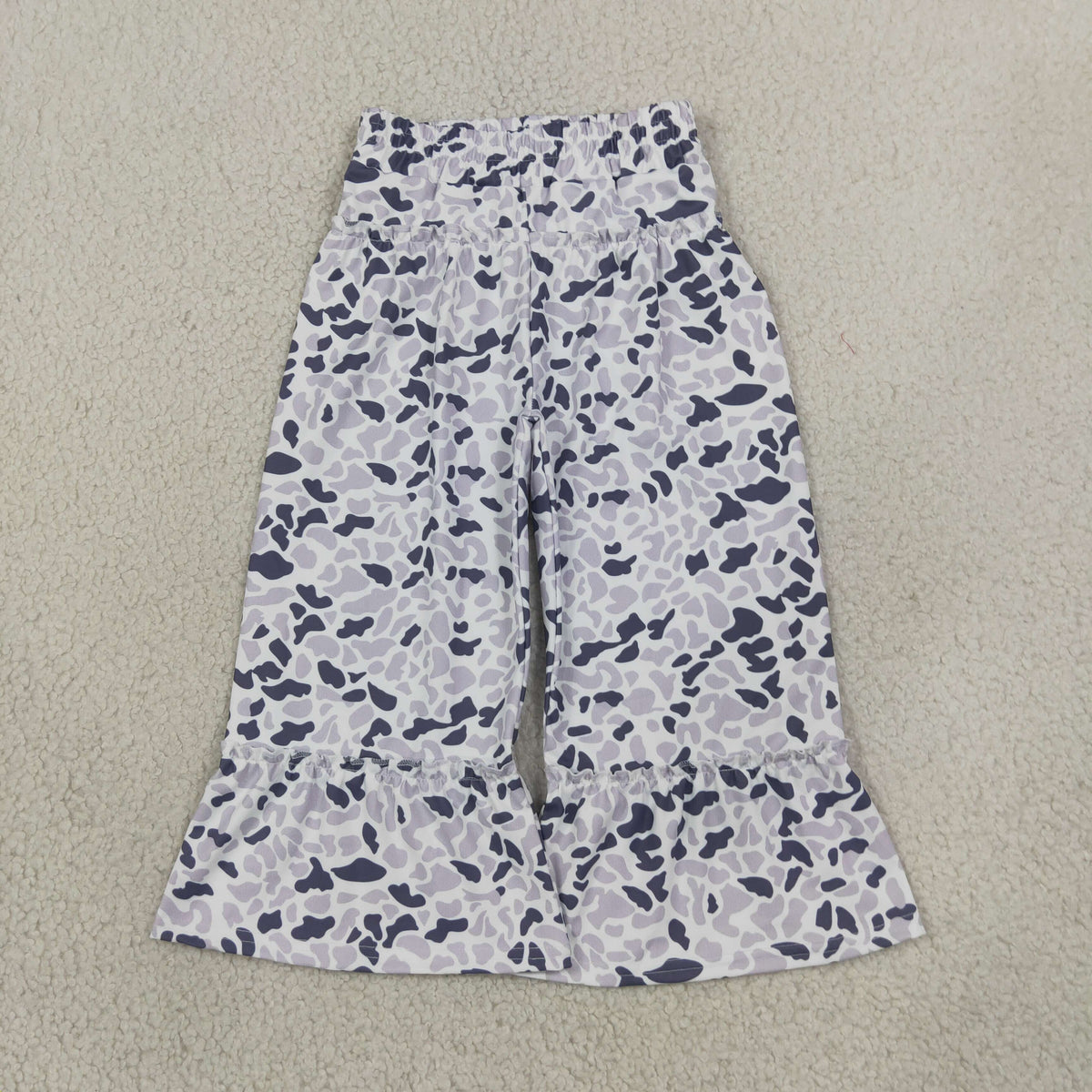 Beige Camo Print Wide Leg Casual Pants