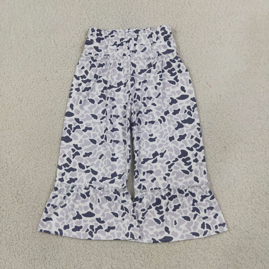 Beige Camo Print Wide Leg Casual Pants