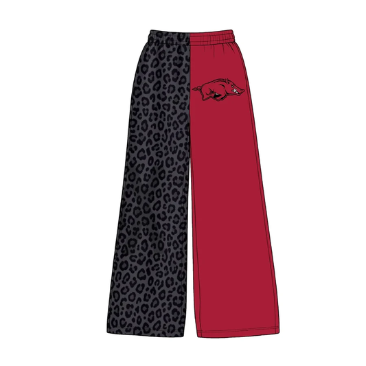 MOQ 5 TAT 6-8 weeks 95%cotton 5%spandex leopard hogs kids girls team pants