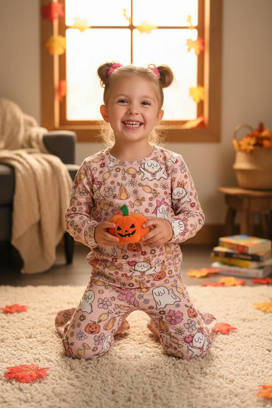 pumpkin ghost floral belle outfit costume party Halloween pants set