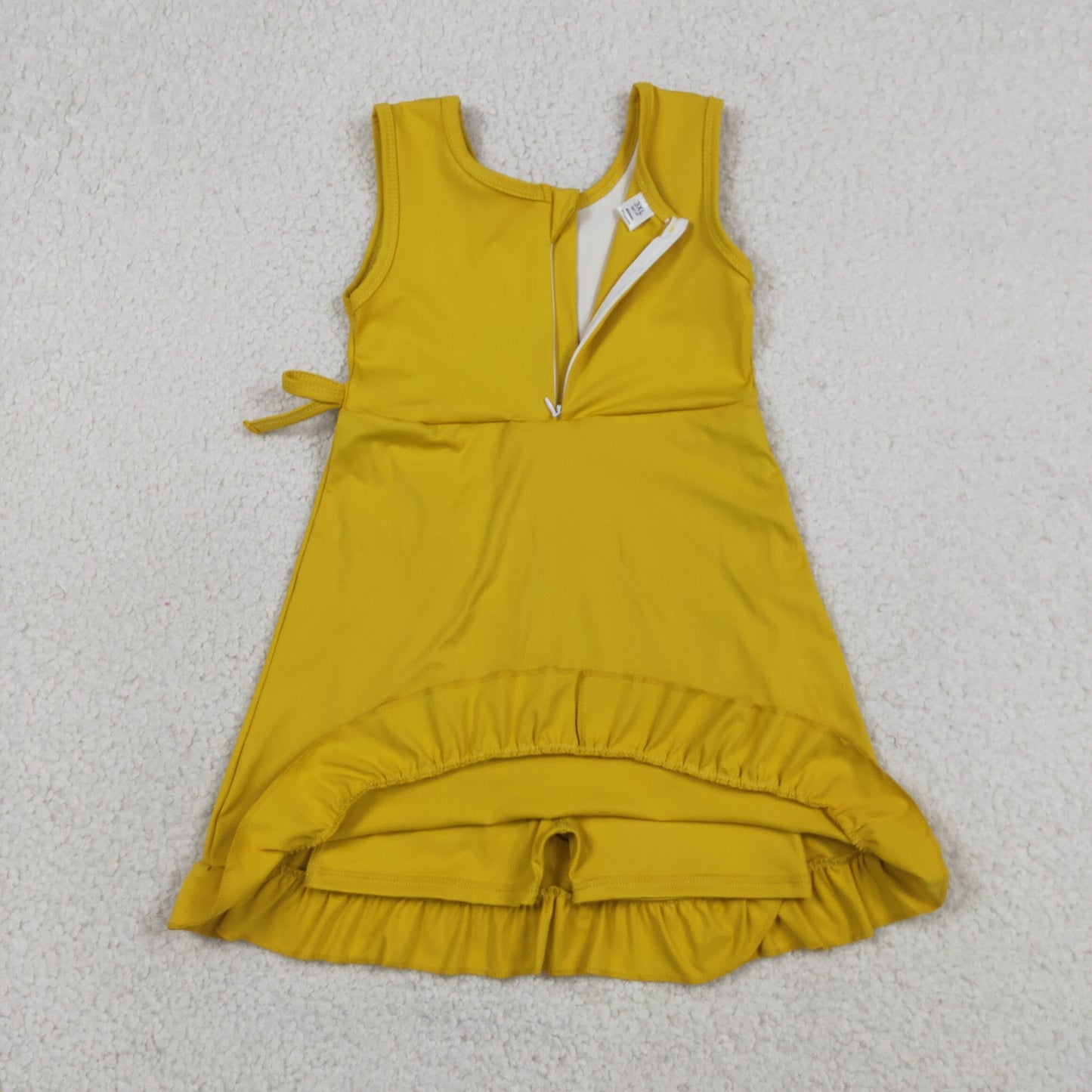 solid mustard ruffle athletic dress