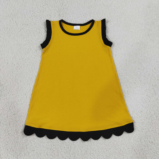 solid gold black scallop dress