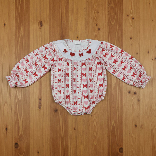 valentine red bow pink heart embroidery bubble