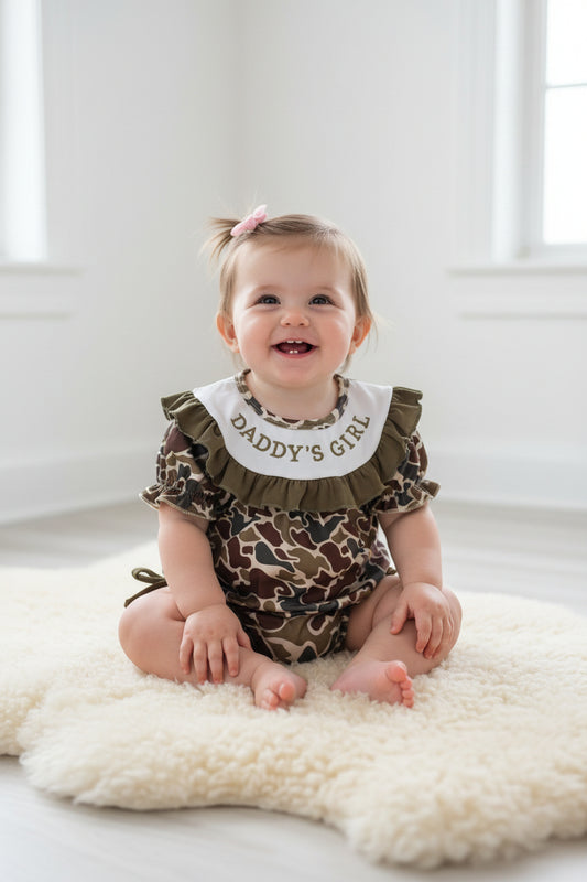 SR3919 daddy's girl embroidery camo romper father's day clothes