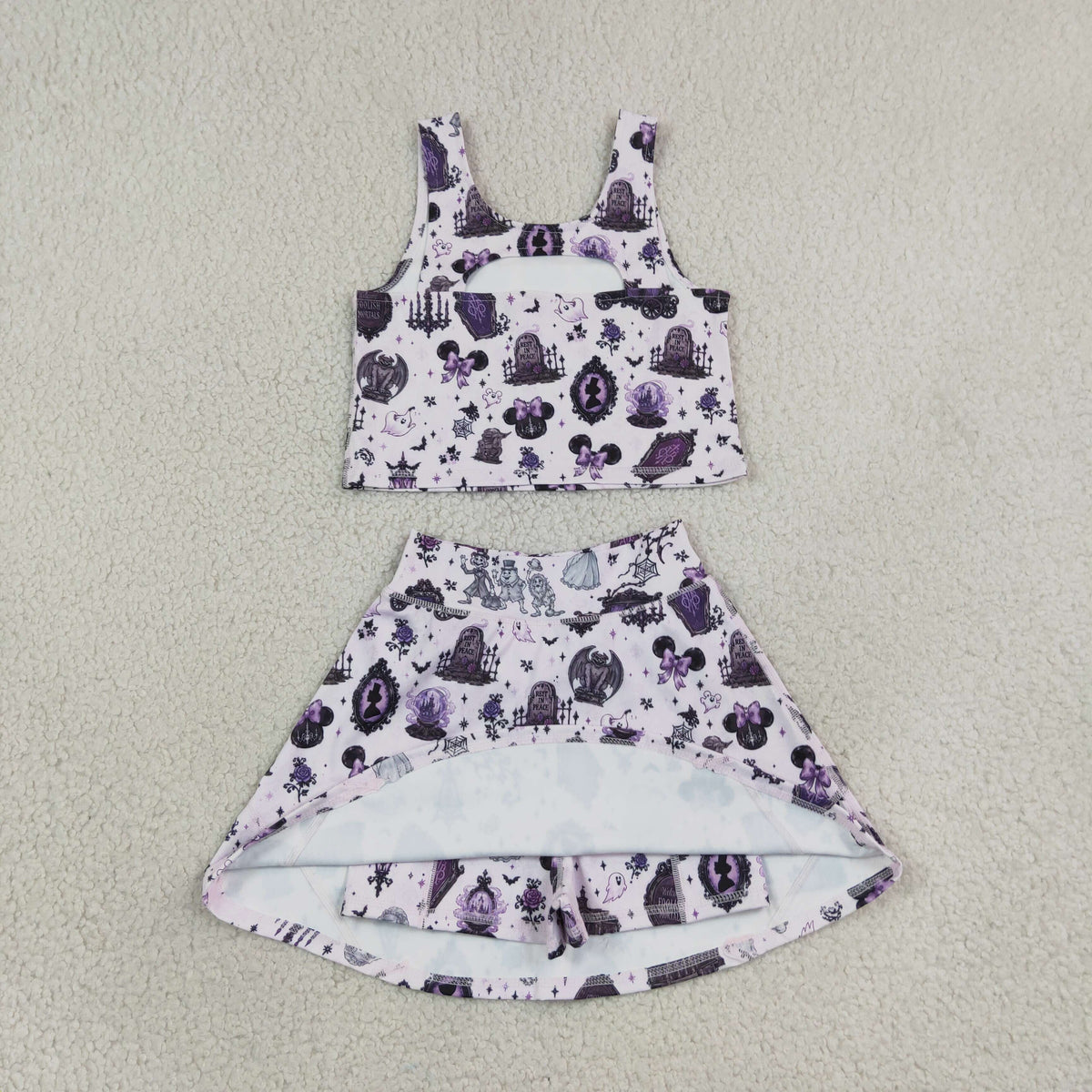 GSD4289 cartoon halloween queen athletic skort set