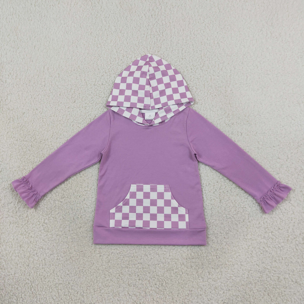 purple check girl hoodie