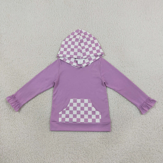 purple check girl hoodie