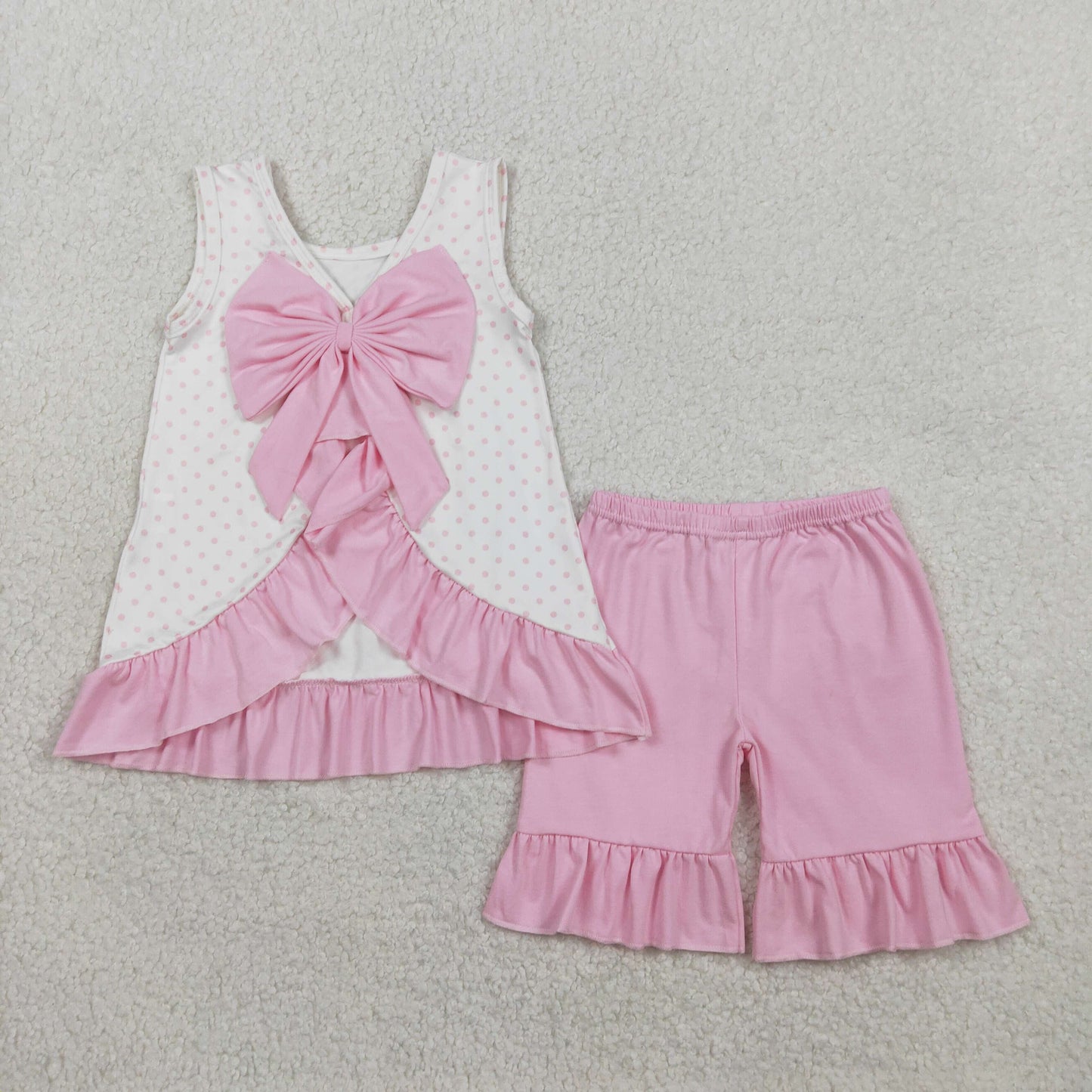 pink golf embroidery girl shorts set