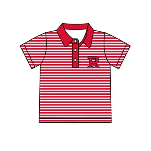 Custom red stripes R team polo shirt