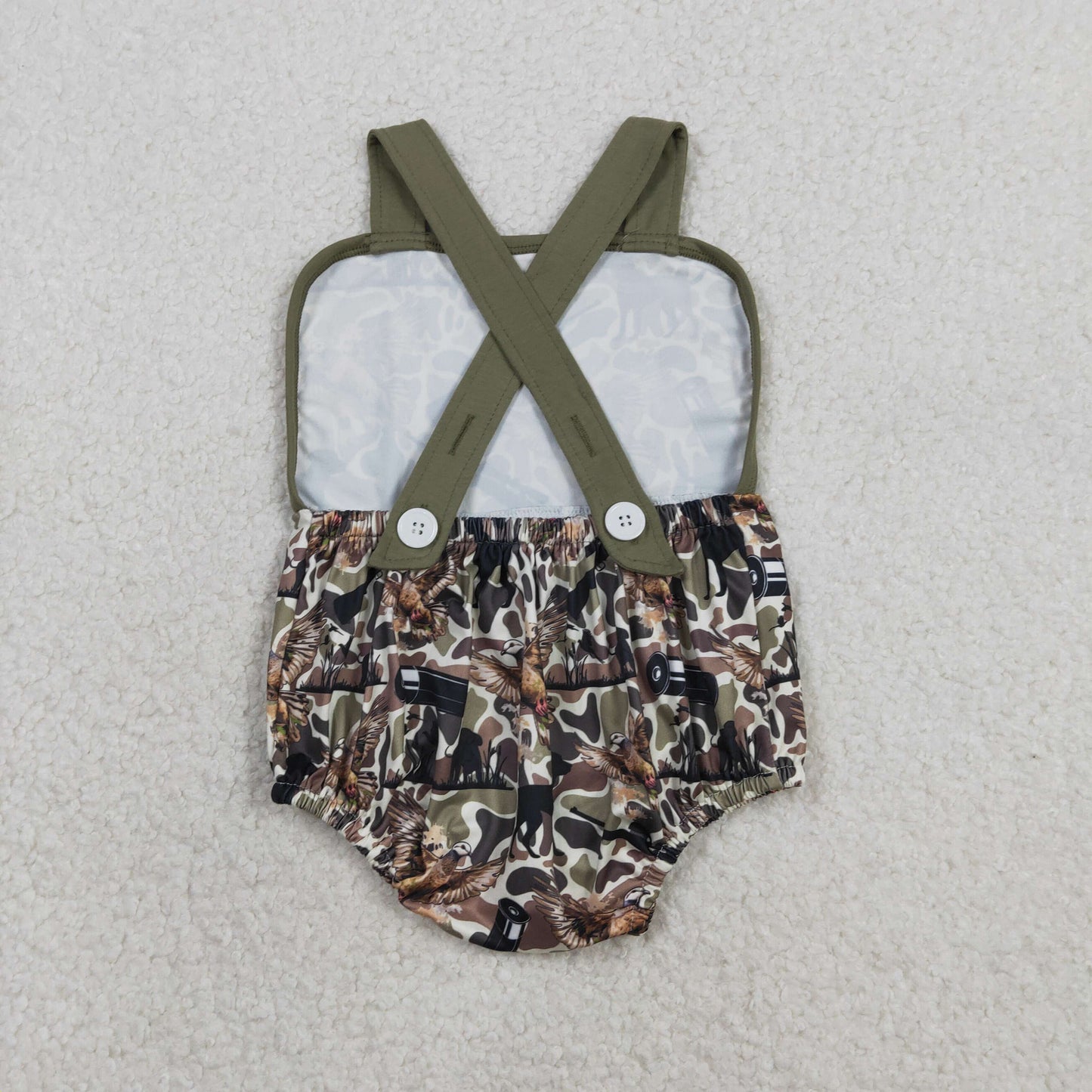 camo hunting print strap bubble romper baby boy clothes