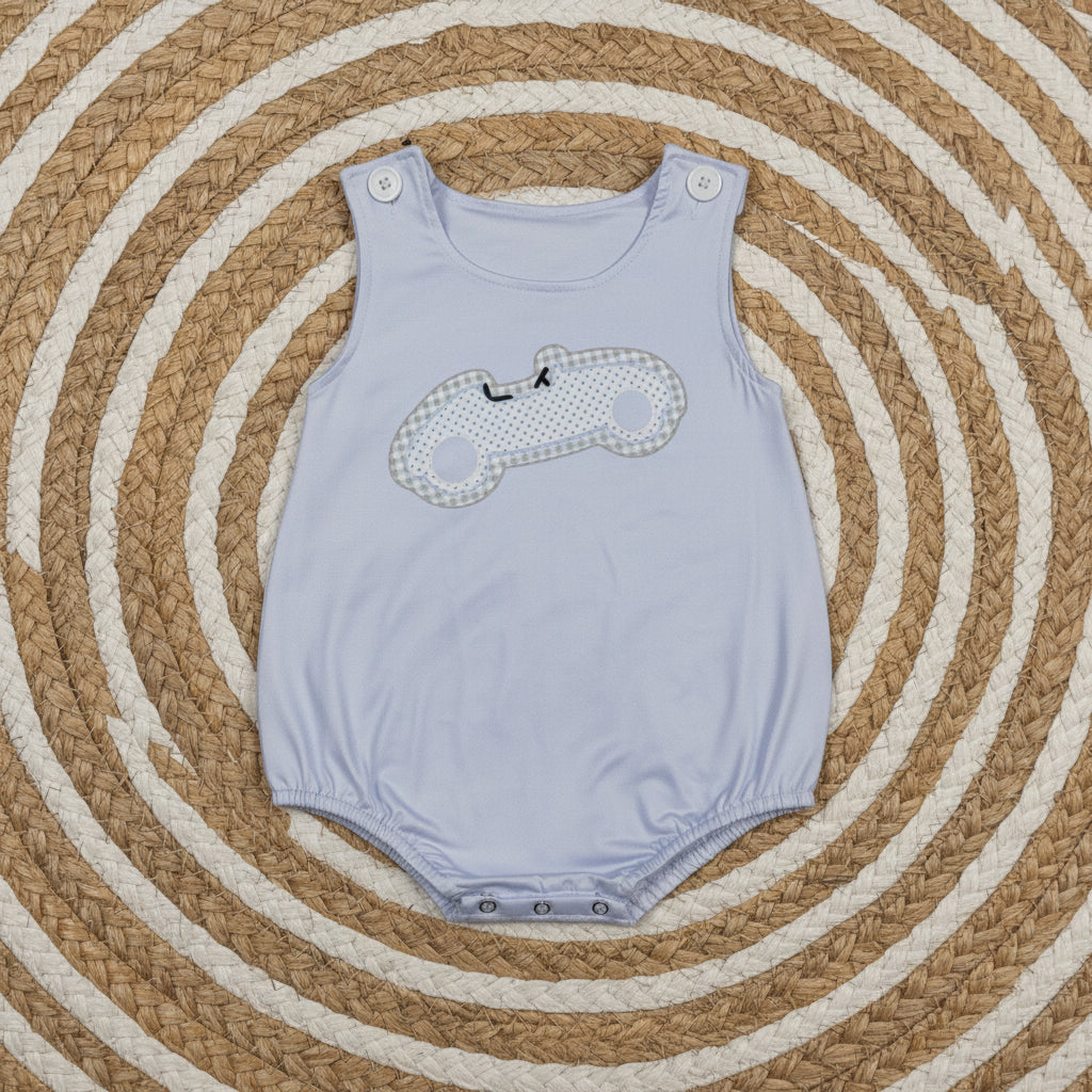 SR4013 blue car print tank romper baby boy clothes