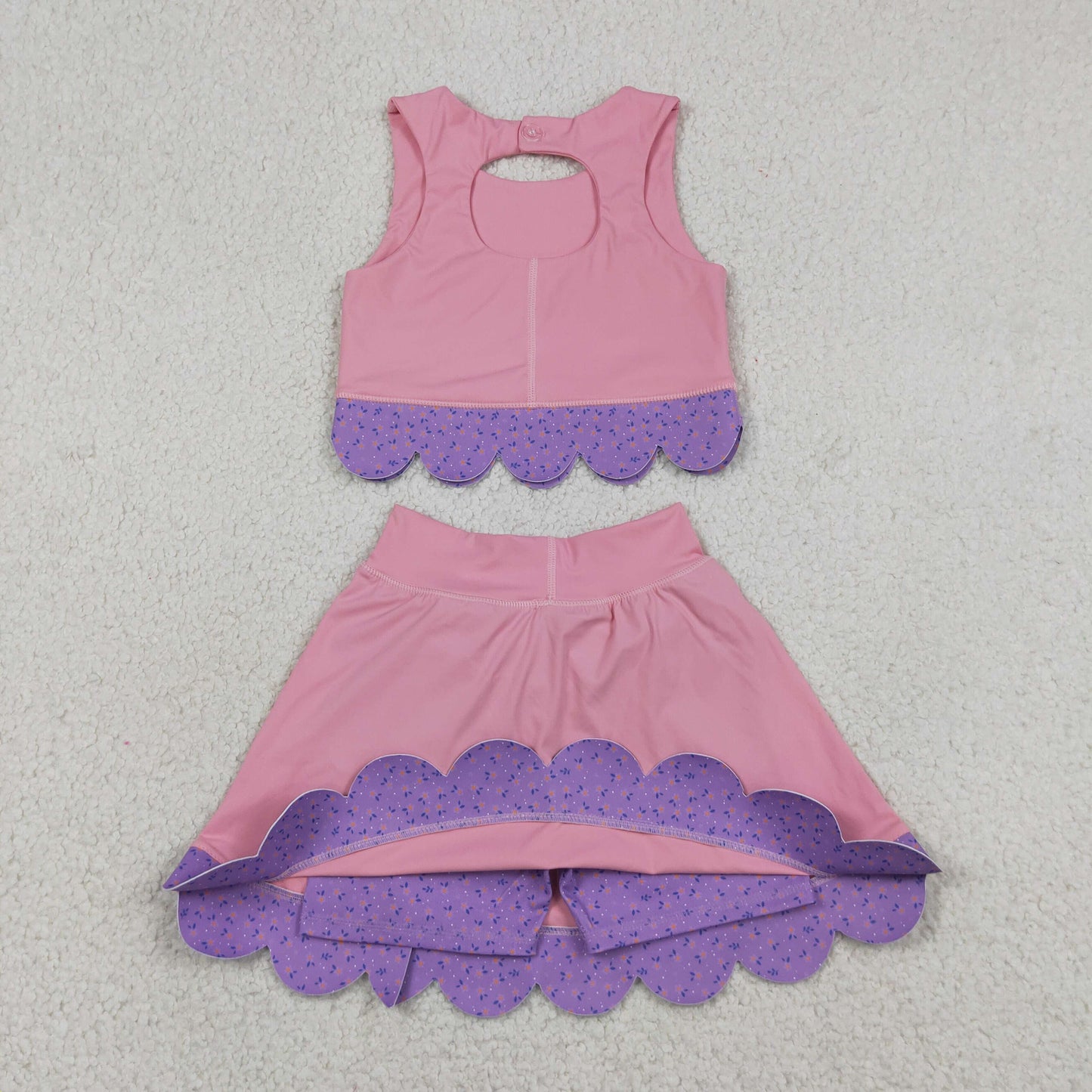 pink coquette scallop athletic skort outfit girls clothes