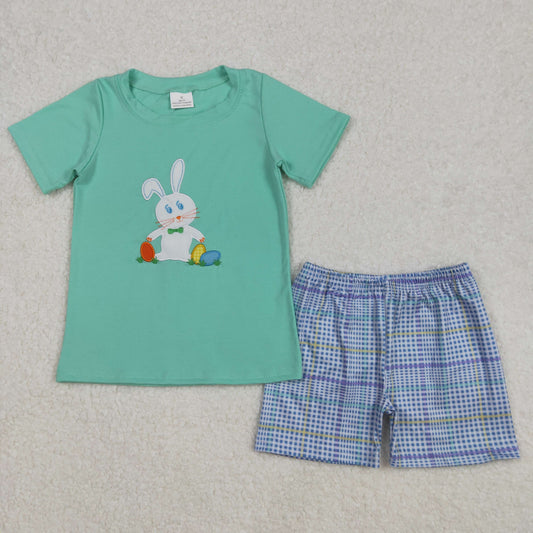 rabbit embroidery shorts set boy easter clothes