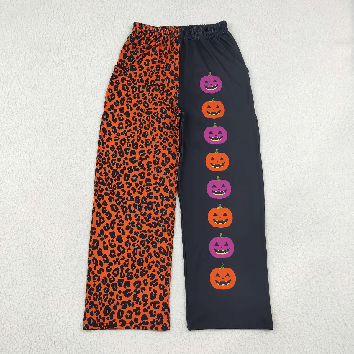 Halloween pumpkin orange leopard mommy and me wide leg pants