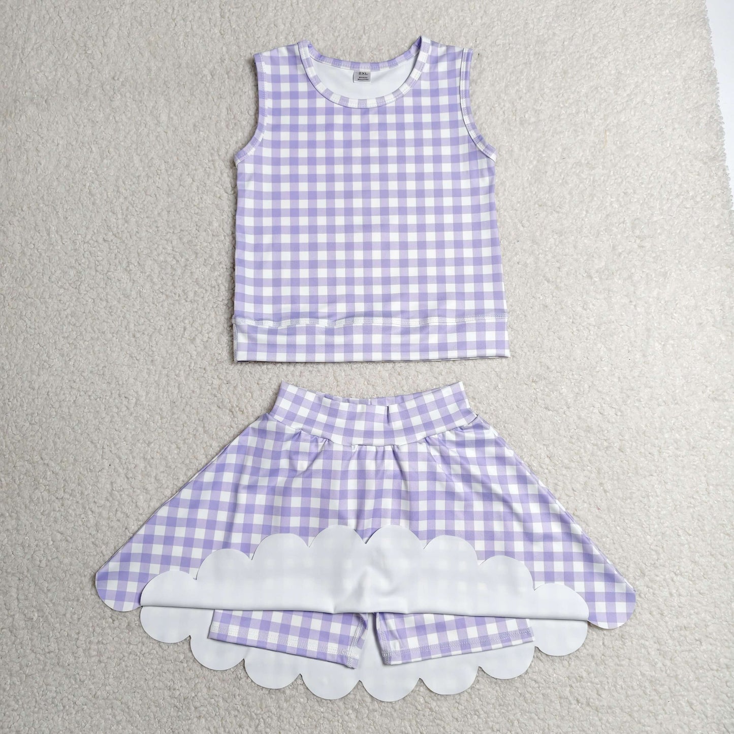 light purple gingham athletic skort outfit girls clothes
