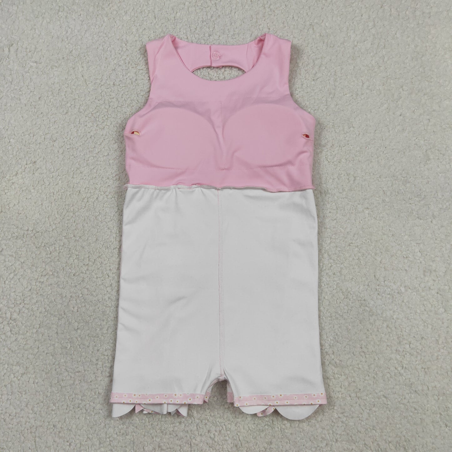 sleeveless scallop pink bow athletic dress