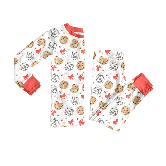 Custom Baby Girls Christmas Cookie Milk Top Pants Lounge Wear Pajamas Sets D 8.13