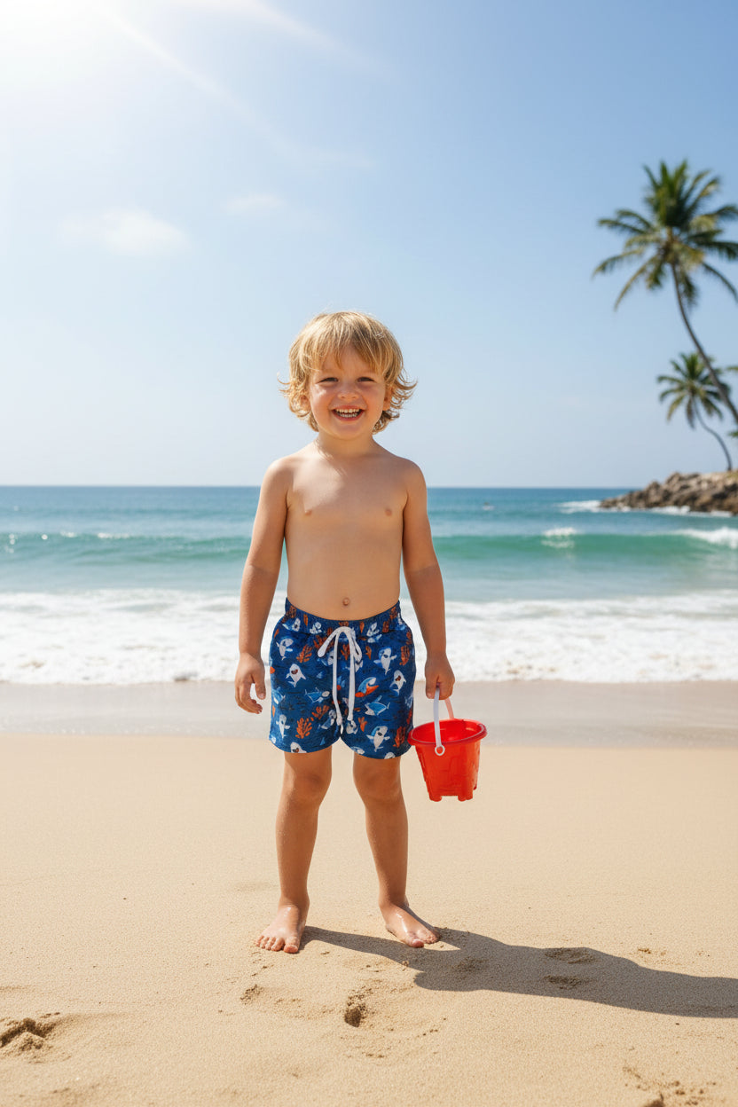 beach print baby boy trunks kids swimsuit
