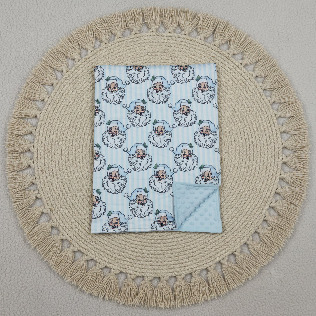 blue santa christmas baby blanket