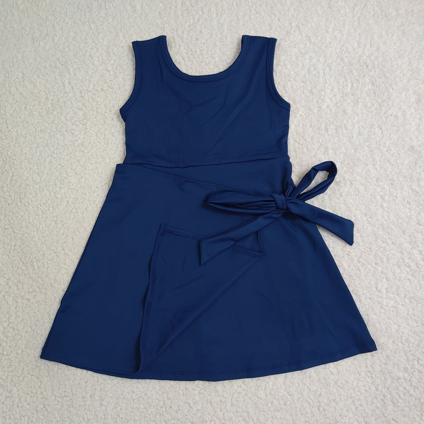 sleeveless solid navy blue athletic dress