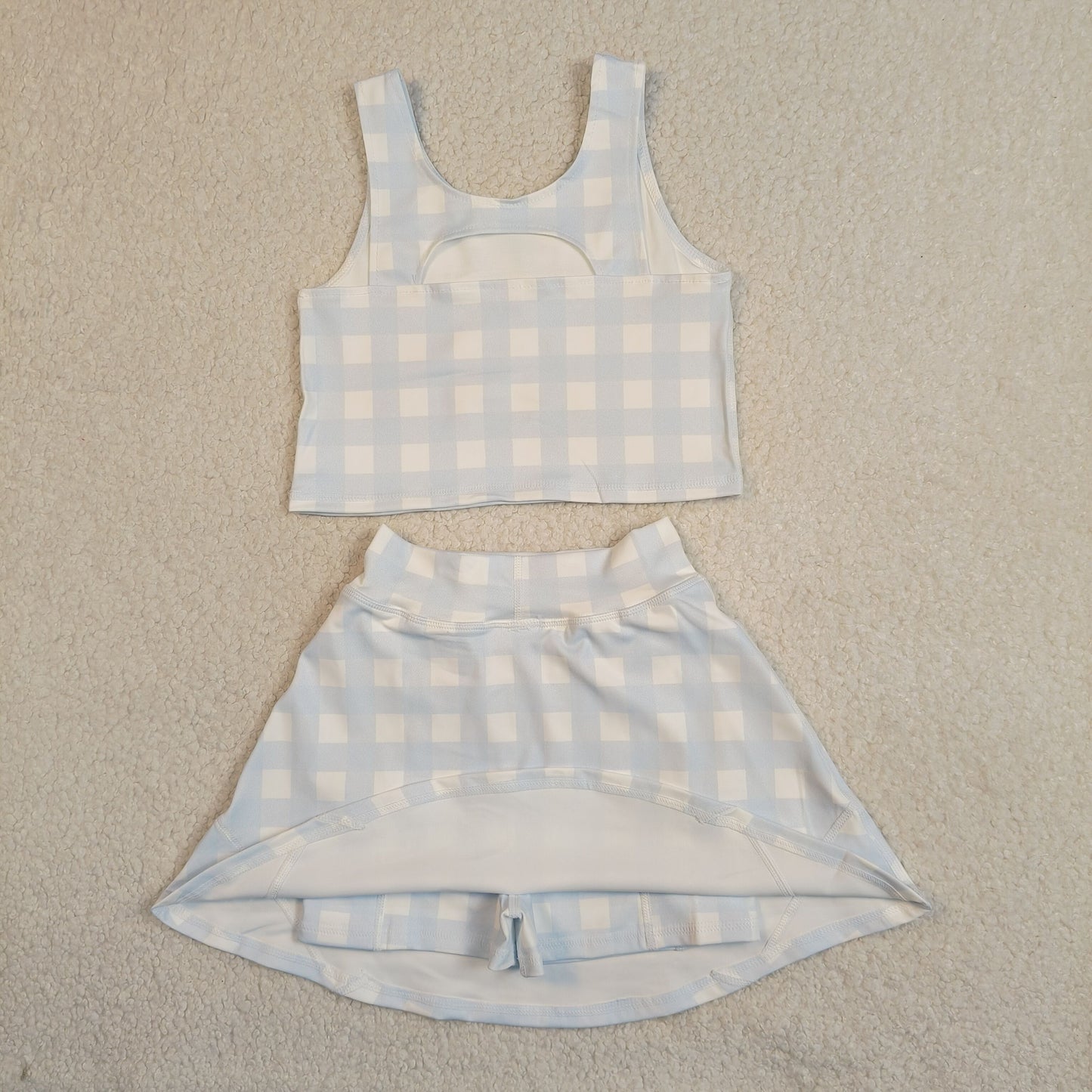 blue plaid tank skort athletic outfit girls clothes