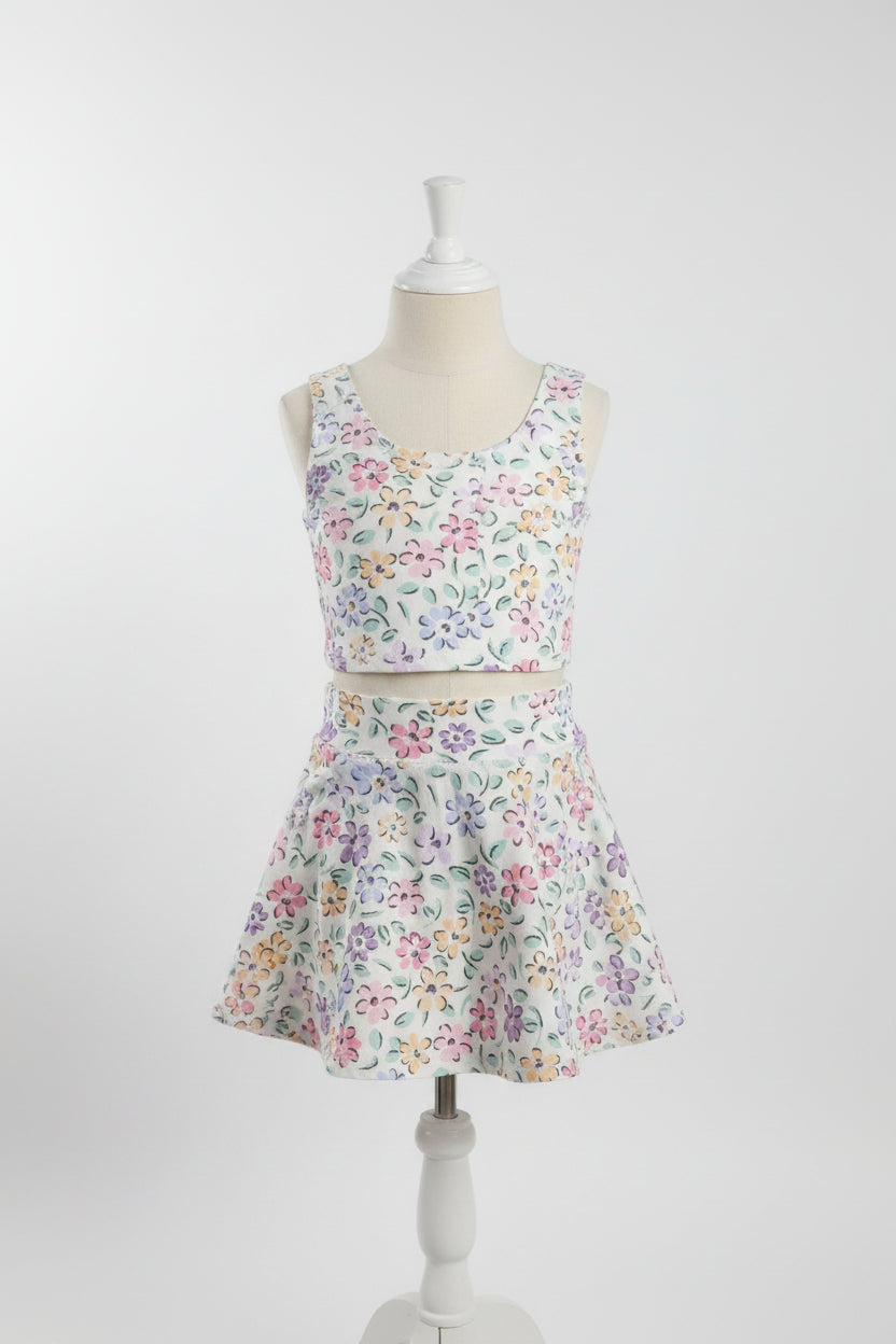 colorful floral athletic skort outfit girls clothes