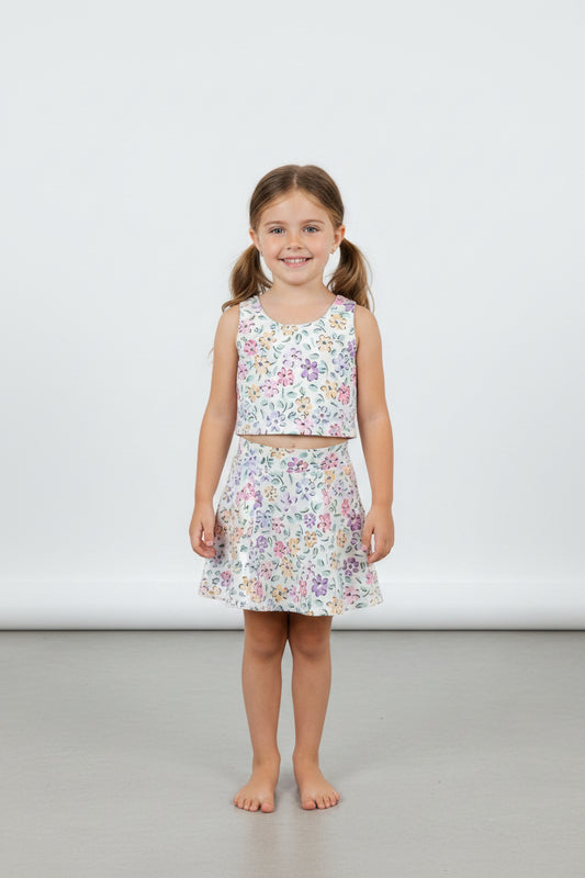 colorful floral athletic skort outfit girls clothes