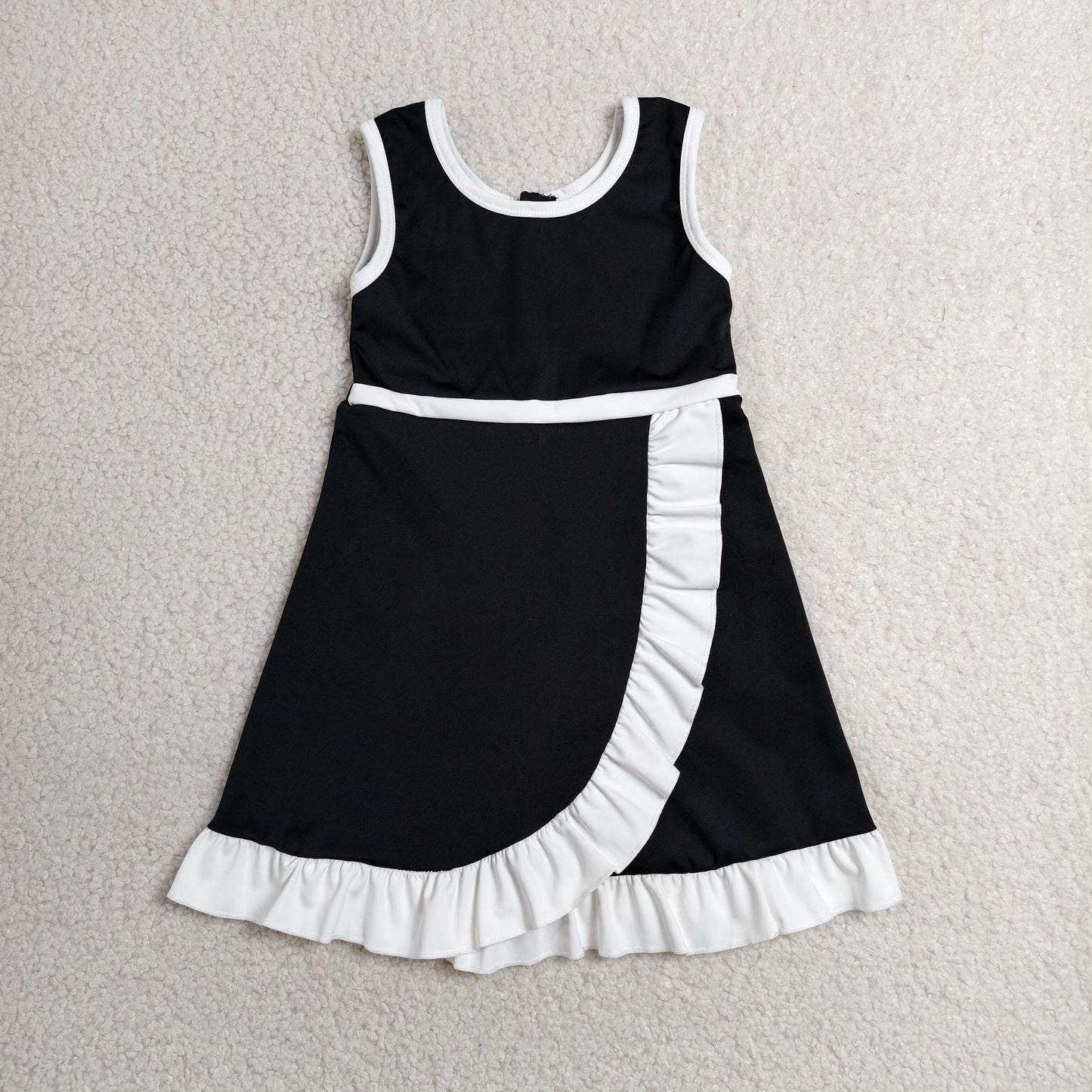 solid black and white ruffle athletic dress