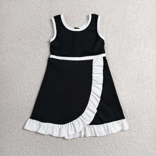 solid black and white ruffle athletic dress