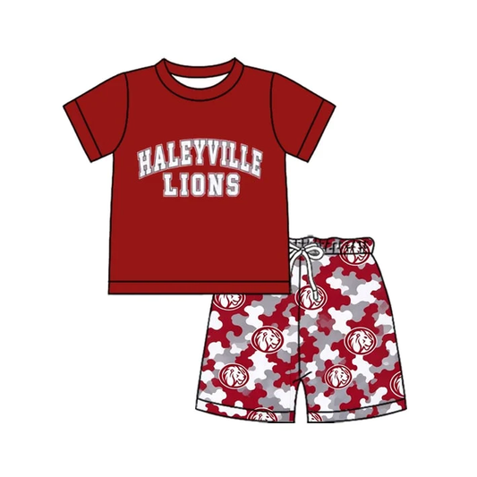Custom order MOQ 5 Baby Boys Haleyville Lions Top Camo Short Team Clothes Sets
