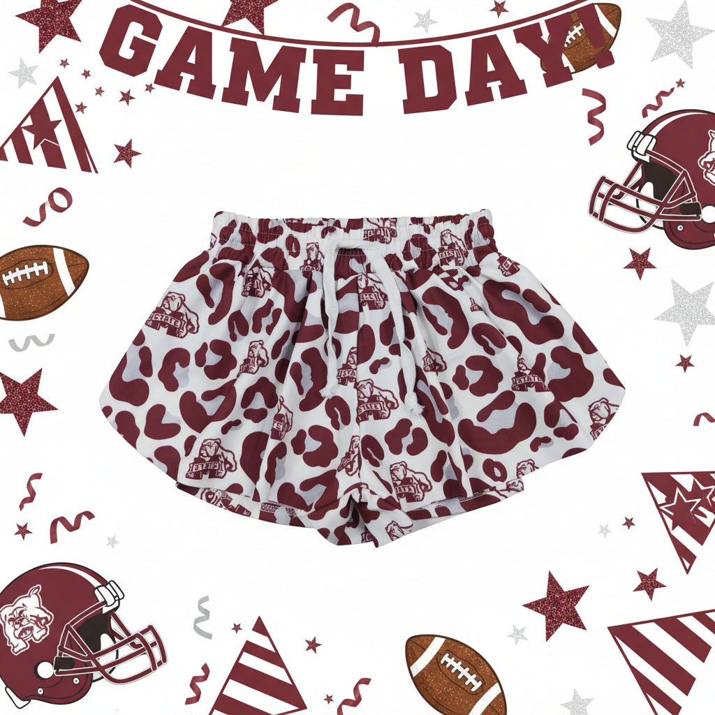 SS0820 kids team bulldog leopard athletic butterfly shorts