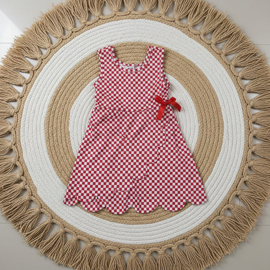 red gingham scallop athletic dress