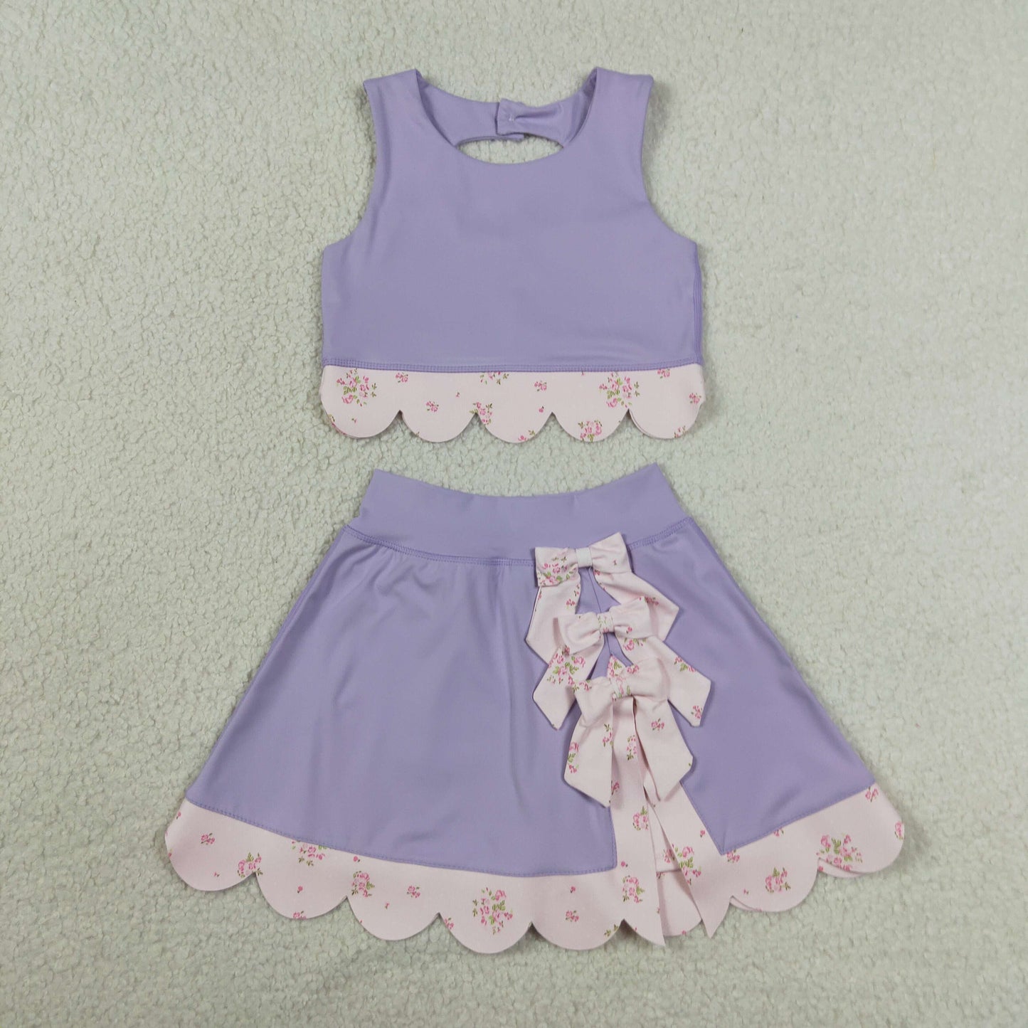 floral coquette purple scallop athletic skort outfit girls clothes