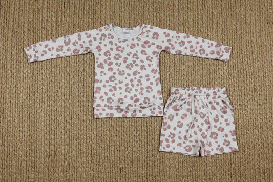 long sleeve leopard shorts set
