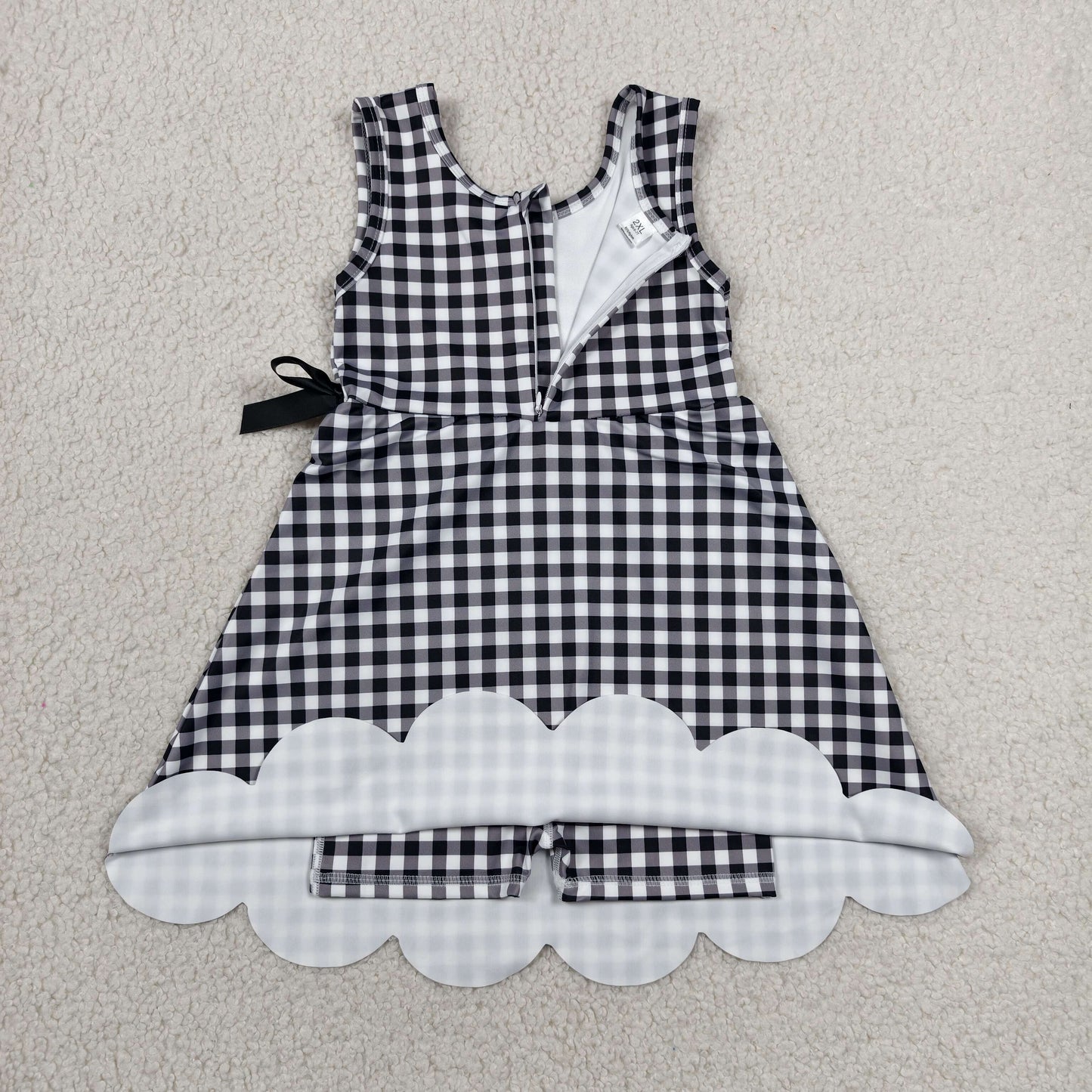 black gingham scallop athletic dress