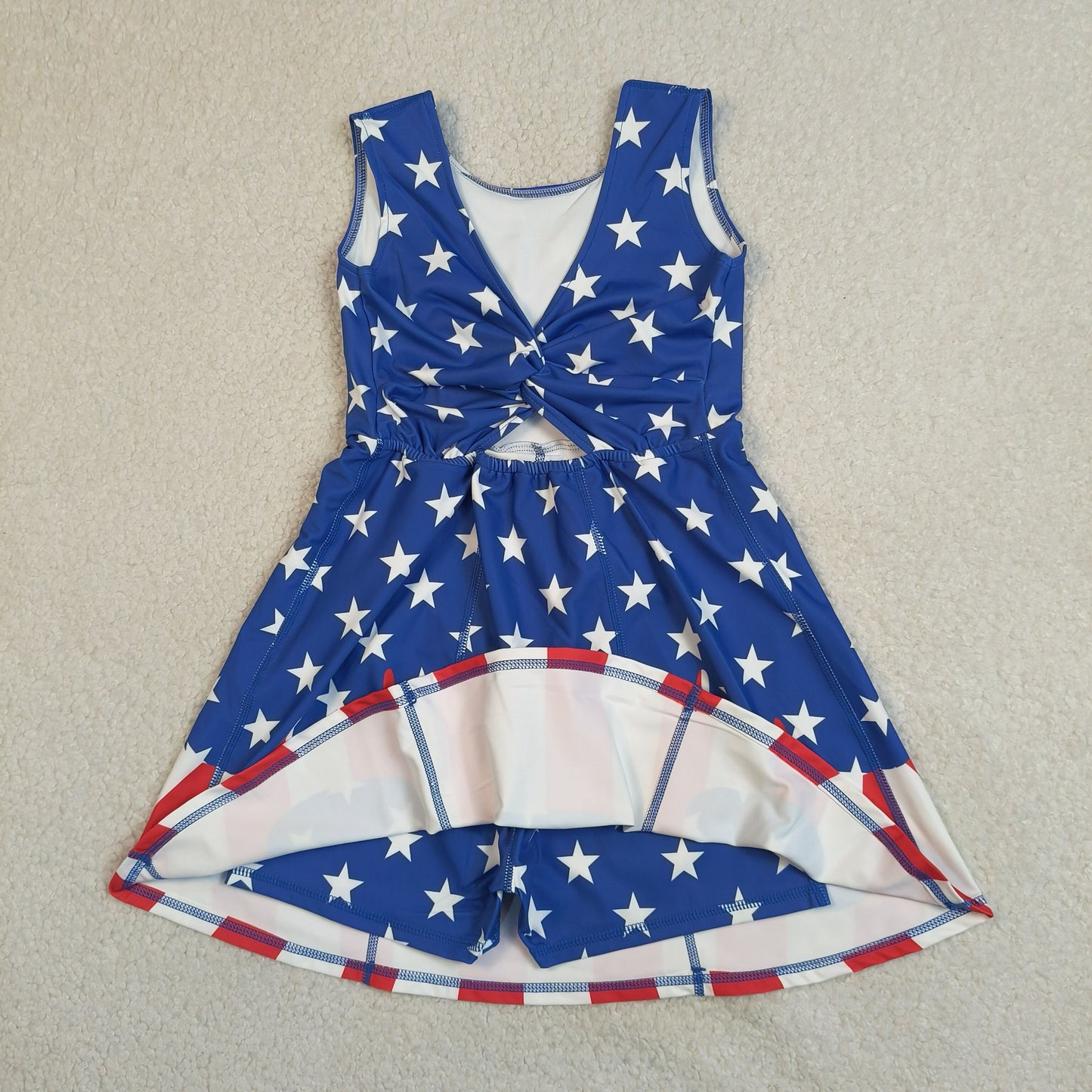 4th of july stars stripes drip athletic active skort dress