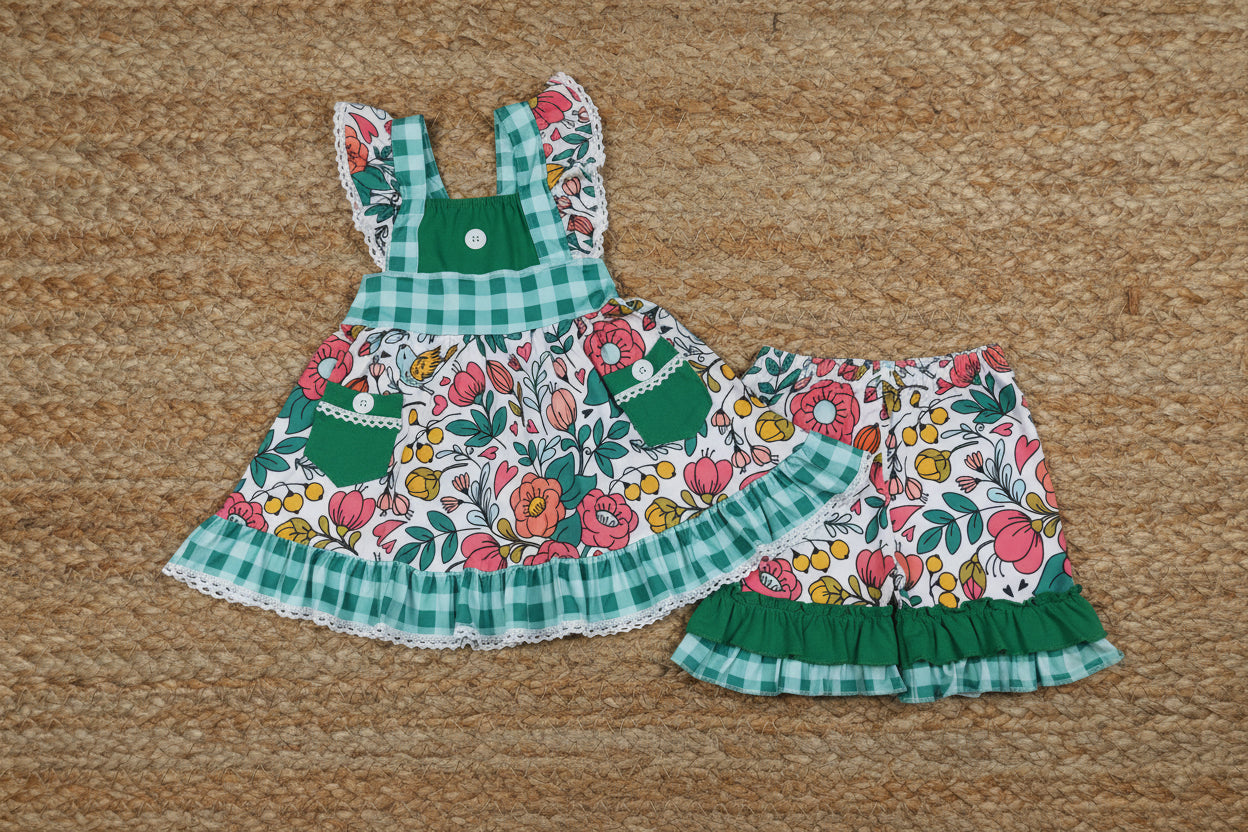 flower shorts set summer toddler girl clothing