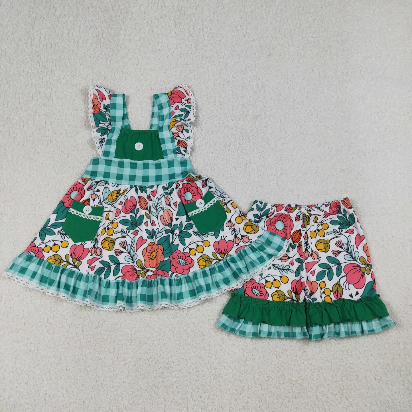 flower shorts set summer toddler girl clothing