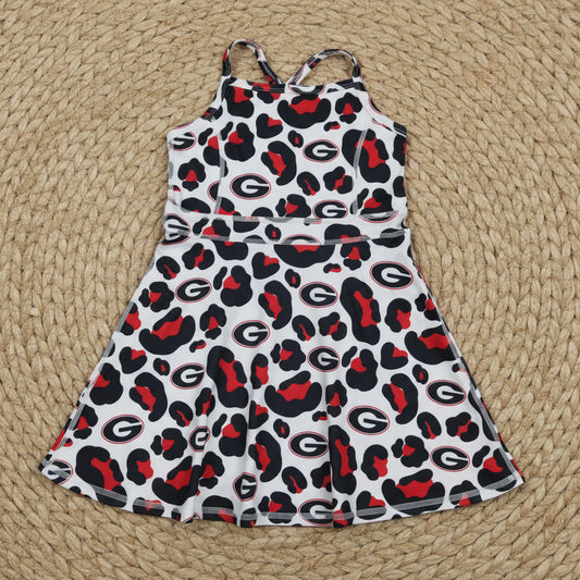 GSD3632 black red leopartd G team athletic skort dress