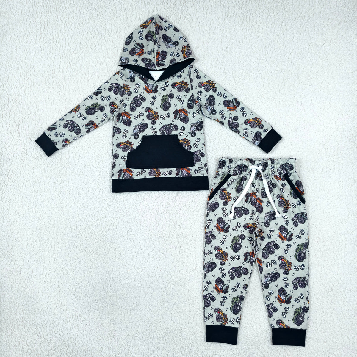 racing monster truck hoodie joggers set fall boys outfit