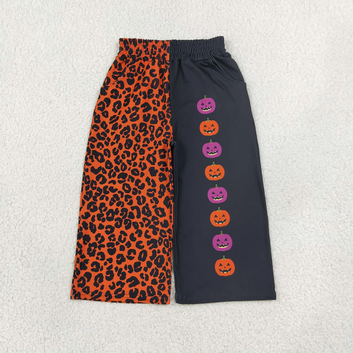 Halloween pumpkin orange leopard mommy and me wide leg pants